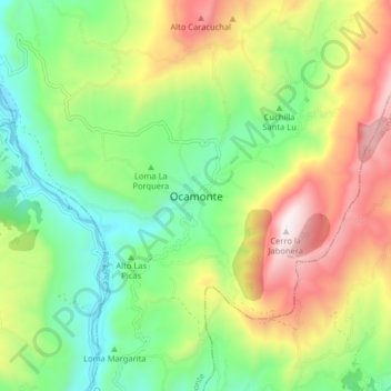 Carte topographique Ocamonte, altitude, relief