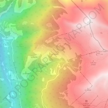 Carte topographique Les Tisses, altitude, relief