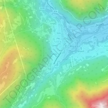 Carte topographique Brevine, altitude, relief