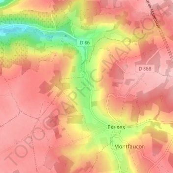 Carte topographique Les Maisons, altitude, relief