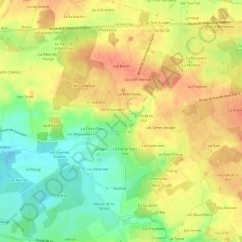 Carte topographique La Margaudrie, altitude, relief