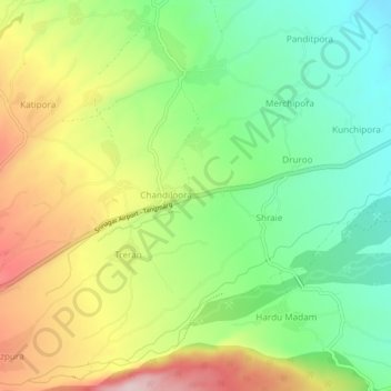 Carte topographique Wahipora, altitude, relief