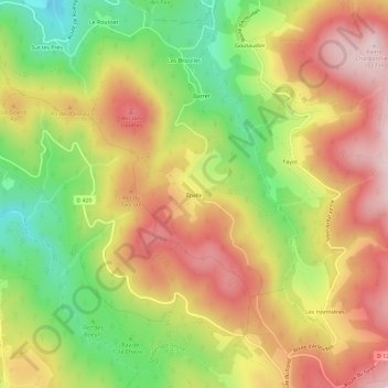 Carte topographique Épalle, altitude, relief