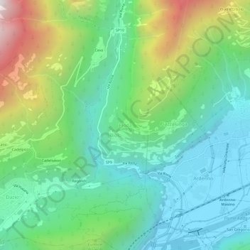Carte topographique Pioda, altitude, relief