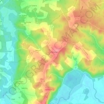 Carte topographique Maine Pommier, altitude, relief