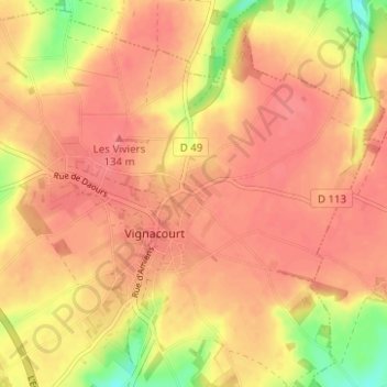 Carte topographique L'Hornas, altitude, relief