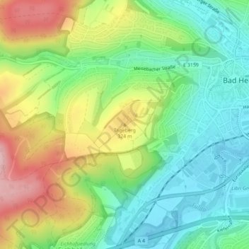 Carte topographique Tageberg, altitude, relief