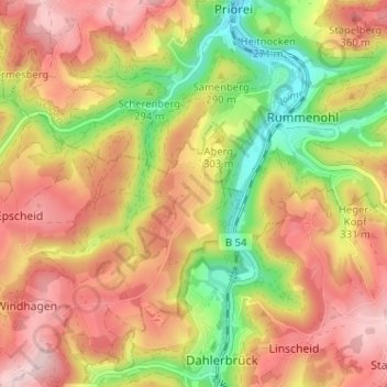 Carte topographique Bühren, altitude, relief