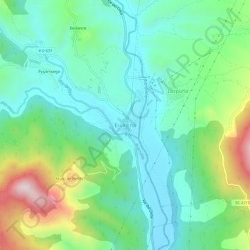 Carte topographique Escalona, altitude, relief