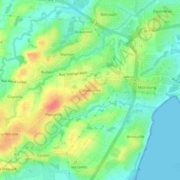 Carte topographique Convenance, altitude, relief