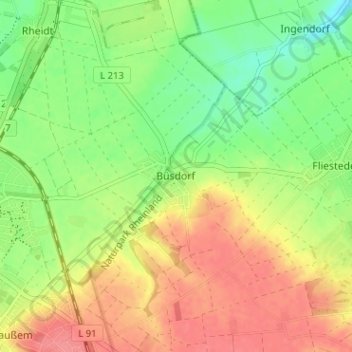Carte topographique Büsdorf, altitude, relief