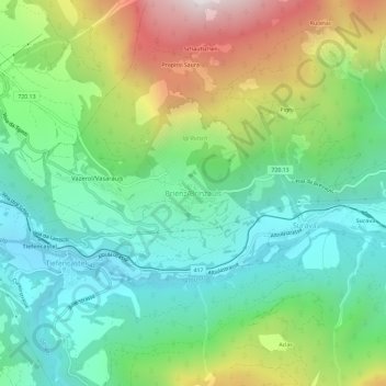 Carte topographique Brienz, altitude, relief