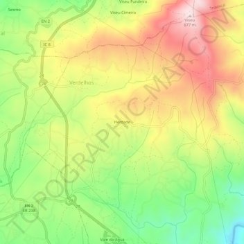 Carte topographique Herdade, altitude, relief