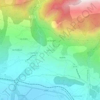 Carte topographique Les Carles, altitude, relief