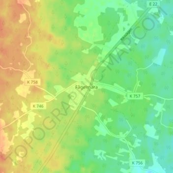 Carte topographique Fågelmara, altitude, relief