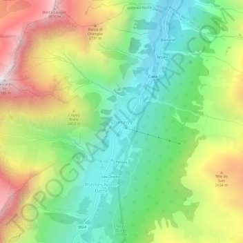 Carte topographique Chanavey, altitude, relief