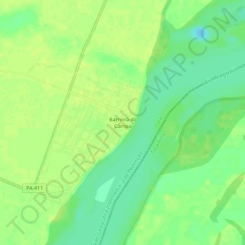 Carte topographique Barreira do Campo, altitude, relief