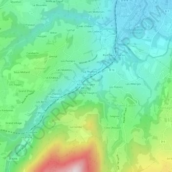 Carte topographique Roche Fougère Dessous, altitude, relief
