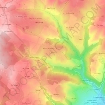 Carte topographique Querriaux, altitude, relief