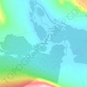 Carte topographique Nikkaluokta, altitude, relief