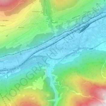 Carte topographique Gamsen, altitude, relief