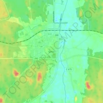 Carte topographique Gimo, altitude, relief