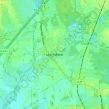 Carte topographique Mulmshorn, altitude, relief