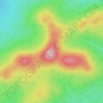 Carte topographique Mont Chapman, altitude, relief