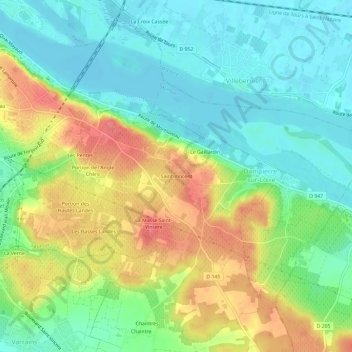 Carte topographique Saint-Vincent, altitude, relief