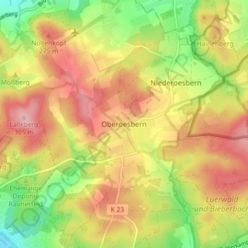 Carte topographique Oberoesbern, altitude, relief