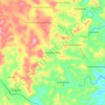 Carte topographique Andranomainty, altitude, relief