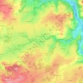 Carte topographique Les Verrines, altitude, relief