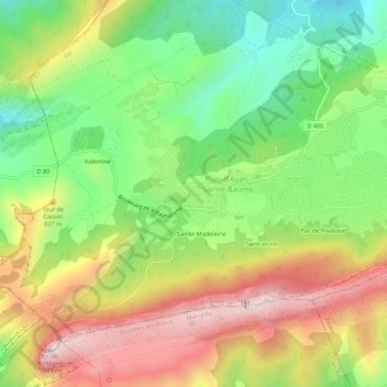 Carte topographique Le Corps-de-Ville, altitude, relief