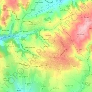 Carte topographique Le Finet, altitude, relief