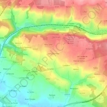Carte topographique Saint-Colombier, altitude, relief