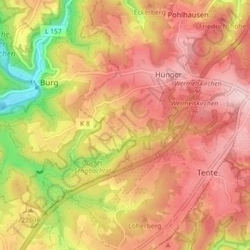 Carte topographique Oberwinkelhausen, altitude, relief