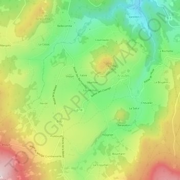 Carte topographique Les Vestias, altitude, relief