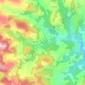 Carte topographique Riou, altitude, relief