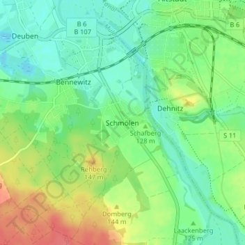 Carte topographique Schmölen, altitude, relief