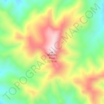 Carte topographique Mohon Peak, altitude, relief