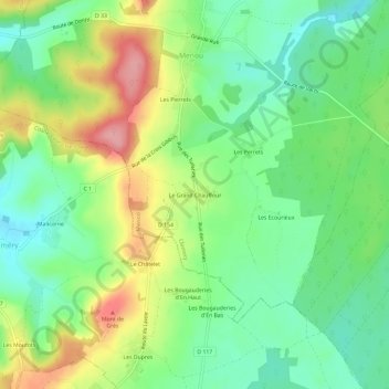 Carte topographique Le Grand Chauffour, altitude, relief