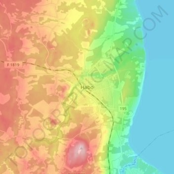 Carte topographique Habo, altitude, relief