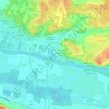Carte topographique Les Épinettes, altitude, relief
