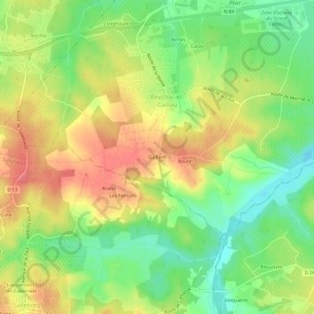 Carte topographique Gaillard, altitude, relief