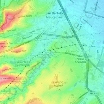 Carte topographique San Esteban, altitude, relief
