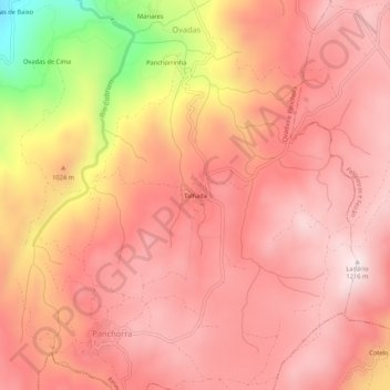 Carte topographique Talhada, altitude, relief