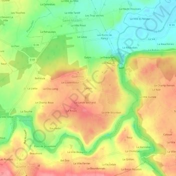 Carte topographique Cariou, altitude, relief