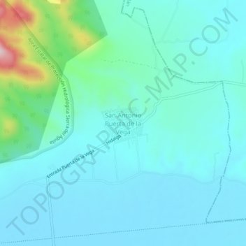 Carte topographique San Antonio Puerta de la Vega, altitude, relief