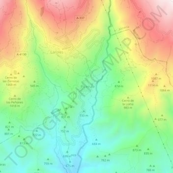 Carte topographique Picena, altitude, relief