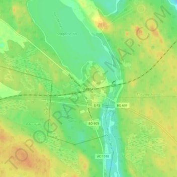 Carte topographique Slagnäs, altitude, relief